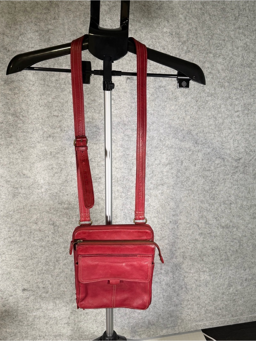 Fossil Red Leather Crossbody Organizer Bag